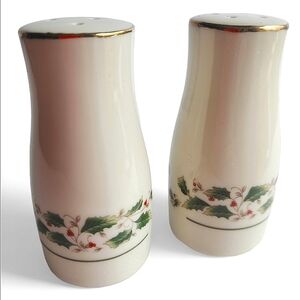 Vintage Porcelain Holly Salt & Pepper Shakers